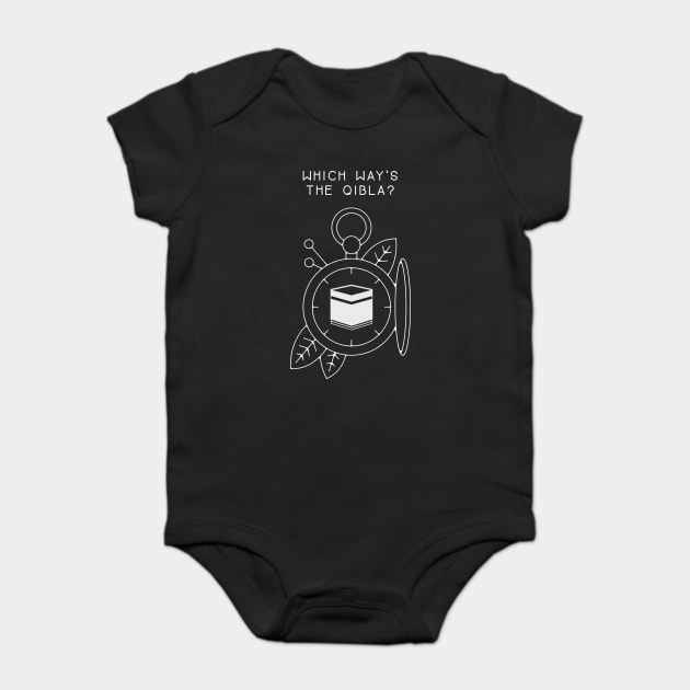 Which Way's The Qibla? White Baby Bodysuit by submissiondesigns